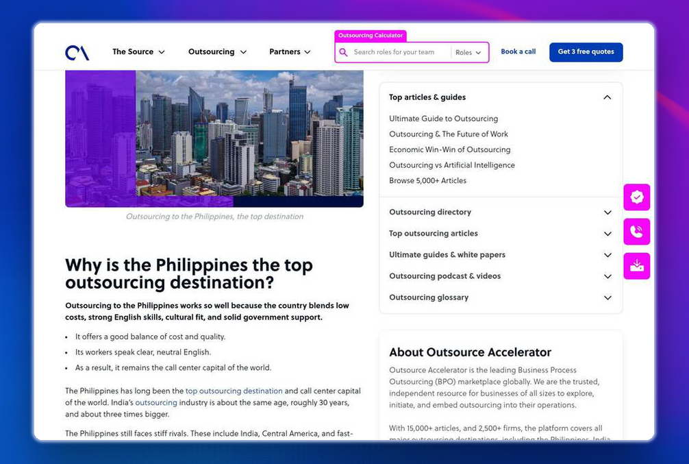 An Outsource Accelerator editorial article, live on the site