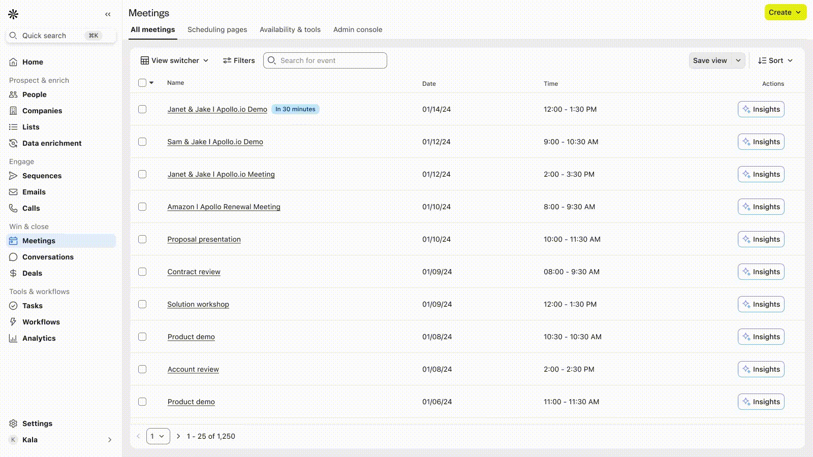 Sales Hub Interface