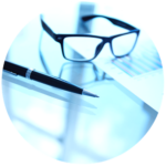 eyeglass and pen