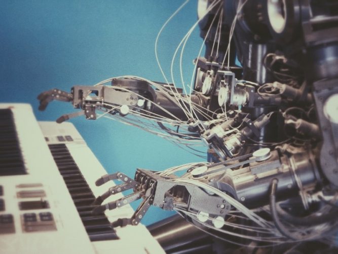 robot on piano