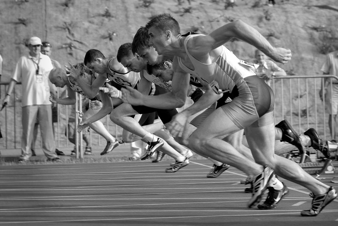 Athletes running competition