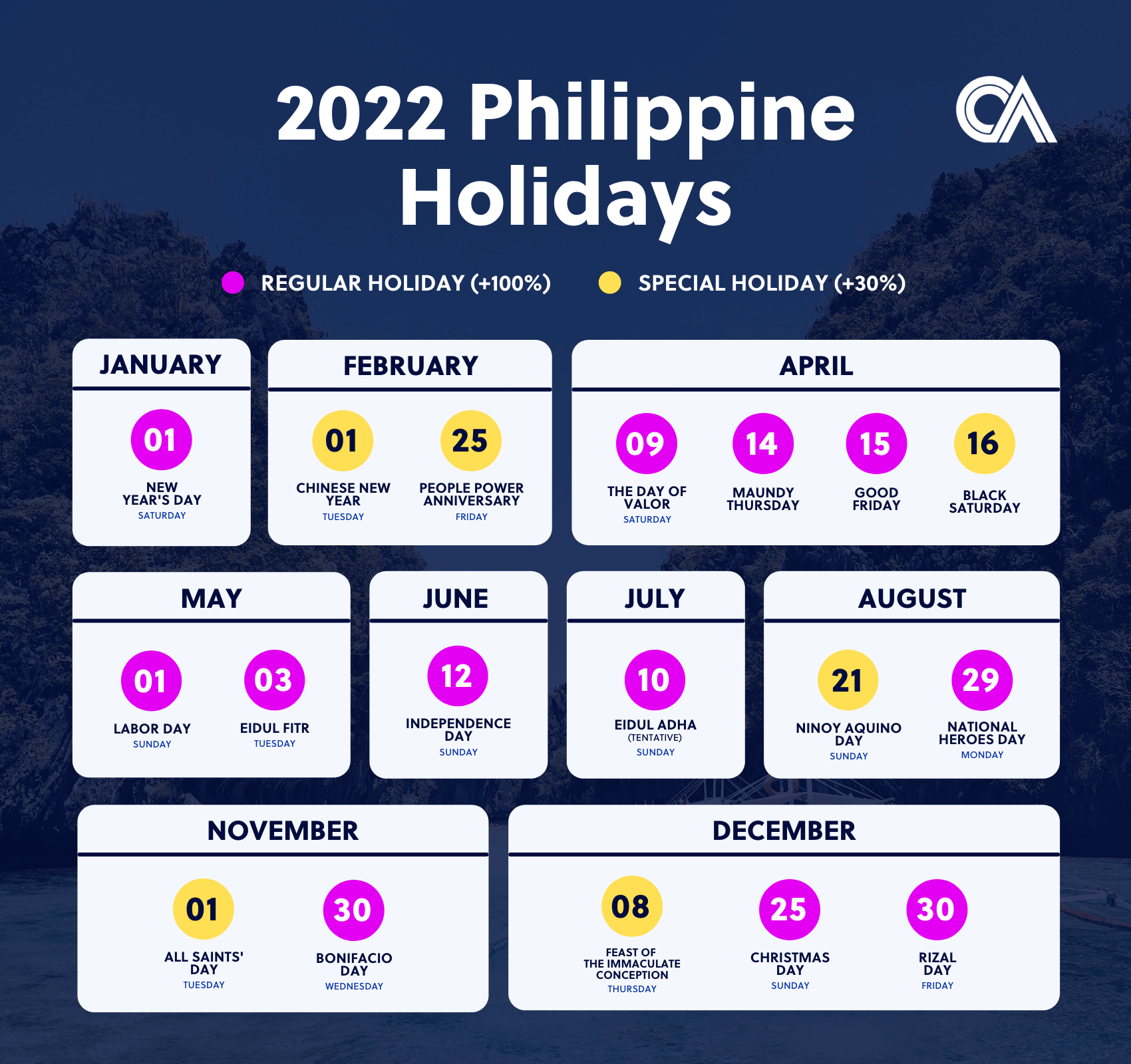 Holiday Calendar 2022 Philippine Holidays 2022 | Outsource Accelerator