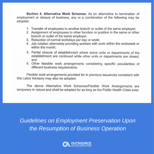 Employers can put staff on Flexible Work Arrangements (FWA) provided that they inform DOLE Seven (7) Days Prior