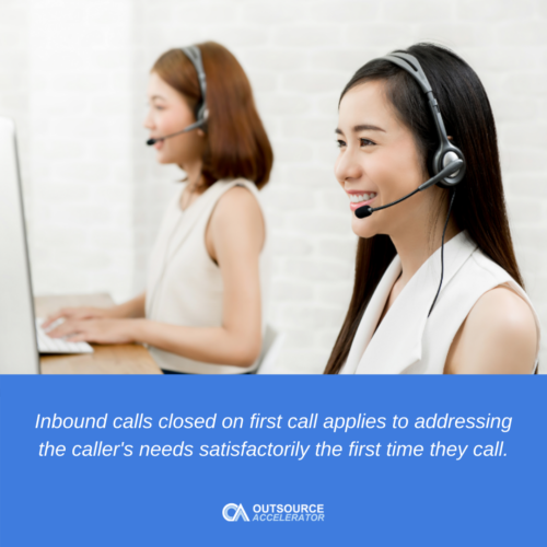 What are inbound calls closed on the first call?