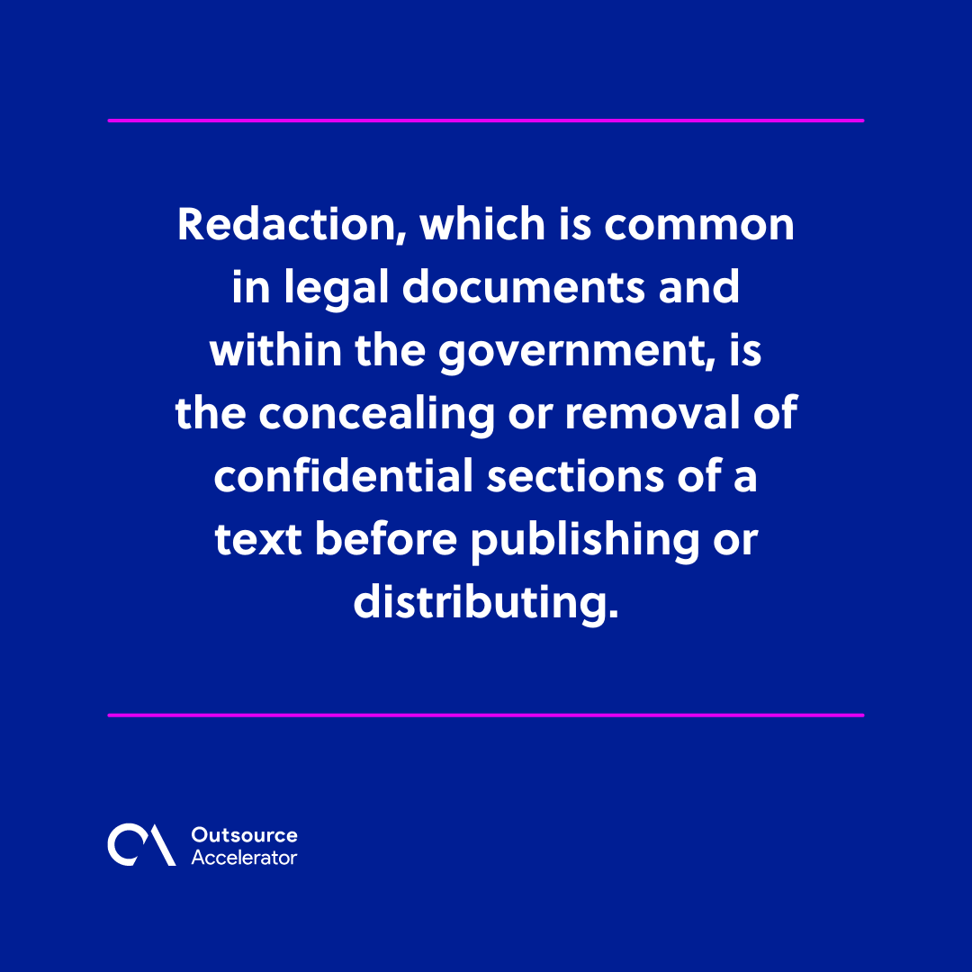 WHAT IS THE PURPOSE OF REDACTION visual data 2