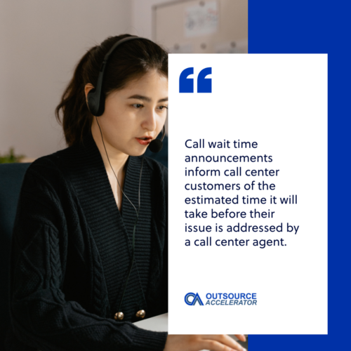 What is a call wait time announcement?