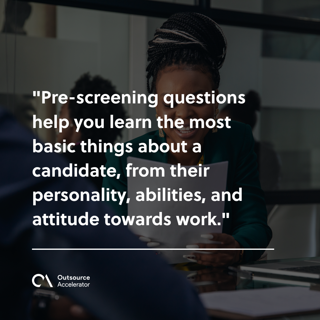 Prescreening interview questions for recruiters Outsource Accelerator