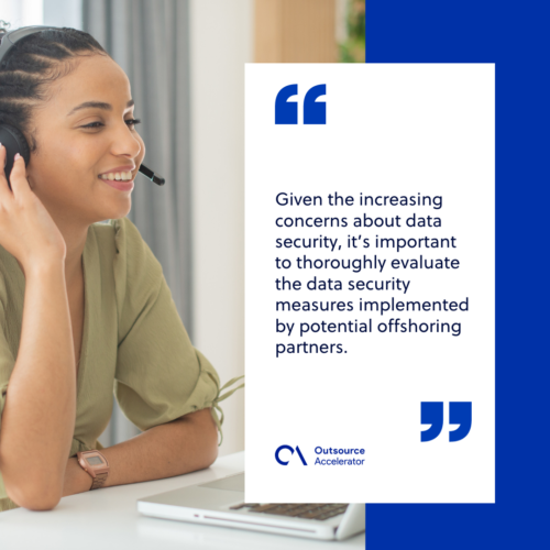 young woman using headset at call center