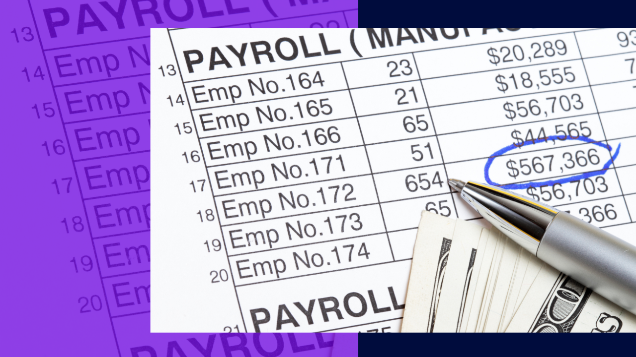 payroll abstract with US dollars and payroll spreadsheet