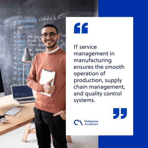 portrait of cheerful young middle-eastern IT specialist in glasses standing with tablet in modern office 