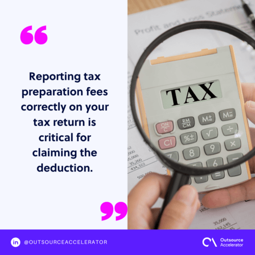 Where to report tax preparation charges on tax returns
