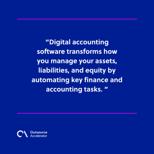 Simplifying assets, liabilities, and equity through digital software