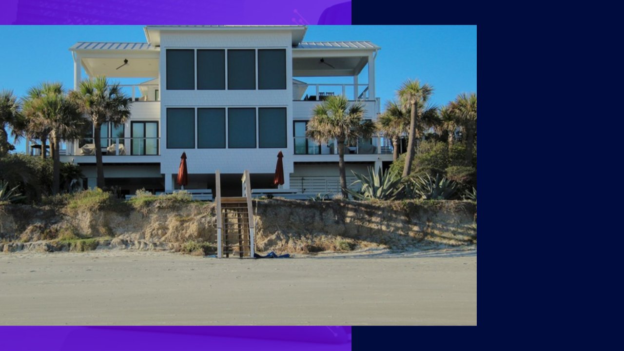 Beach house with palm trees, perfect for creating your vacation rental website.