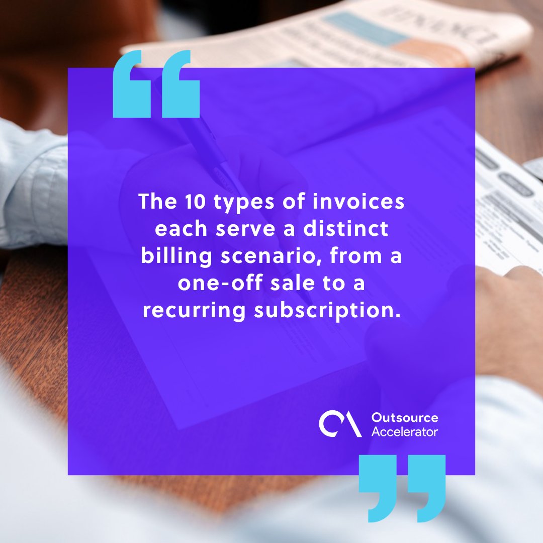 10 types of invoices used in business billing