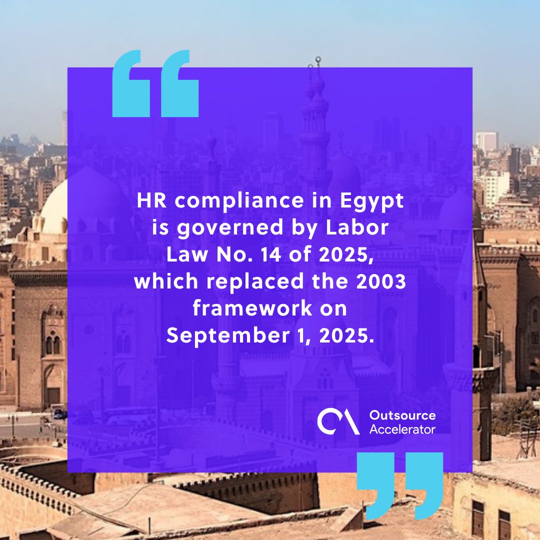 What HR compliance in Egypt requires under Labor Law No. 14 of 2025