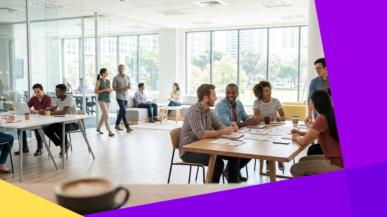 Diverse team collaborating, building customer experiences, not just transactions.