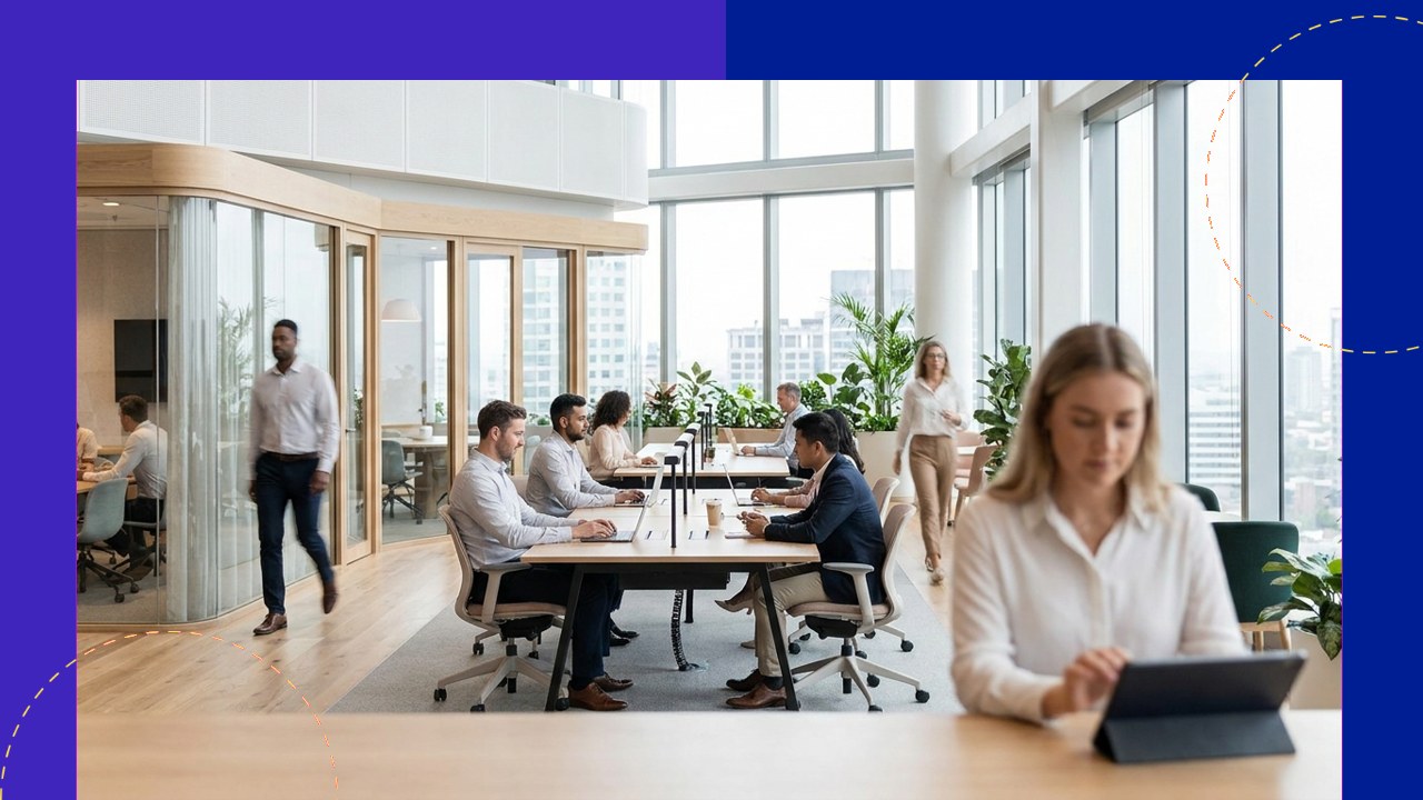Diverse professionals in modern office, showcasing GetGlobal's vision for future-ready BPO.