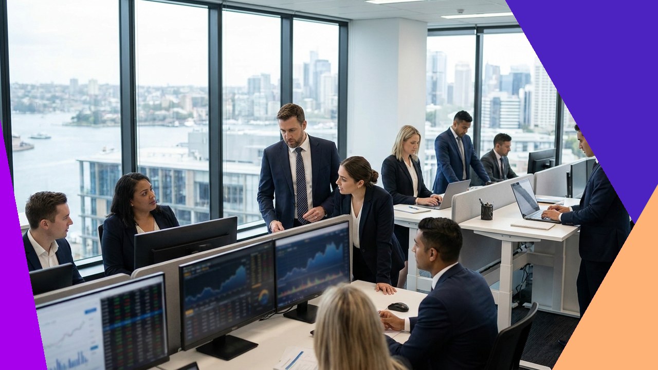 Professionals analyze financial data, relevant to the Australian Labor Party's impact on finance & accounting.