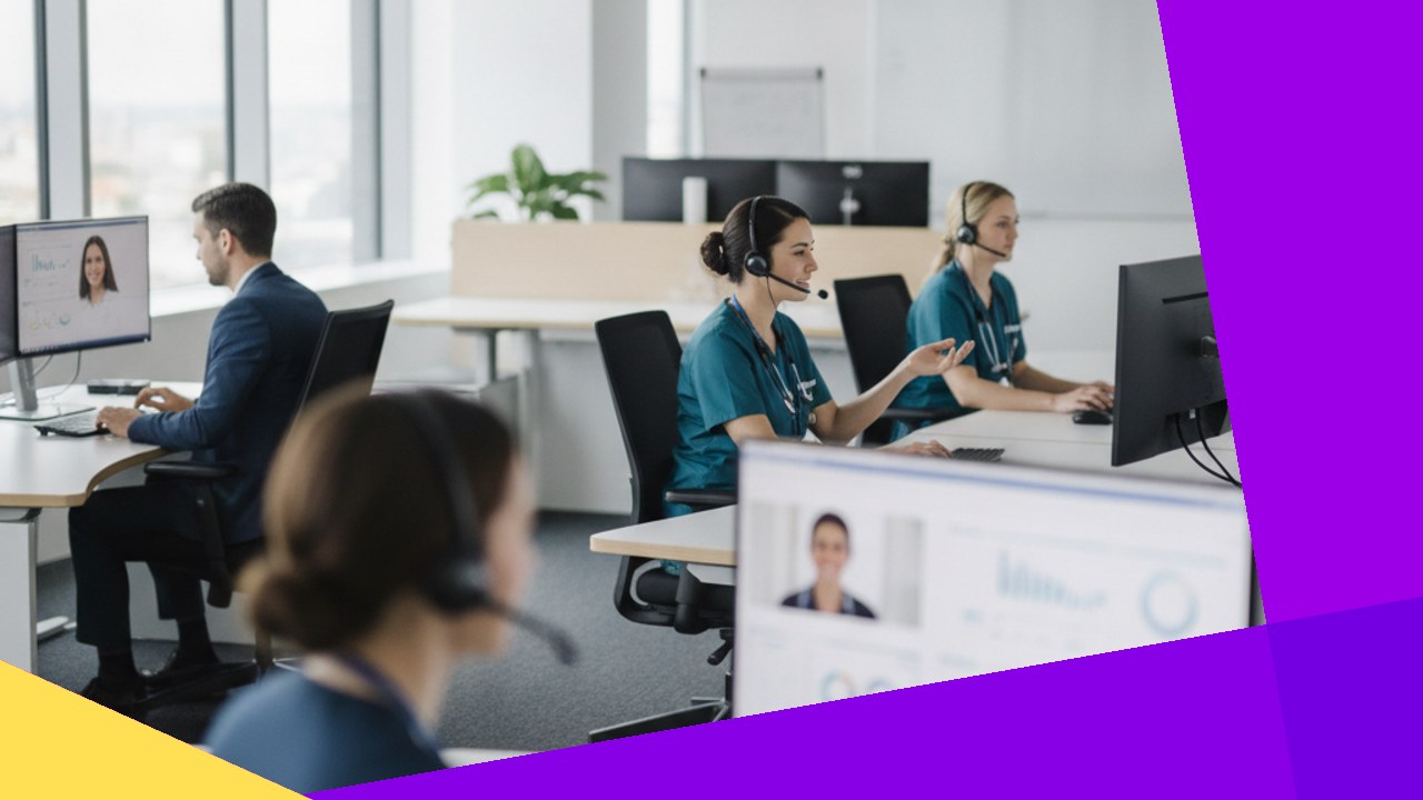 Virtual nurses and telehealth professionals revolutionizing healthcare delivery from office setting.