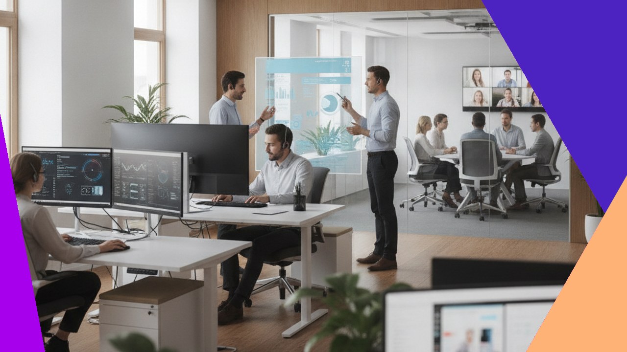 BPO virtual and flexible workgroups collaborate in office and remote settings, showcasing modern work trends.