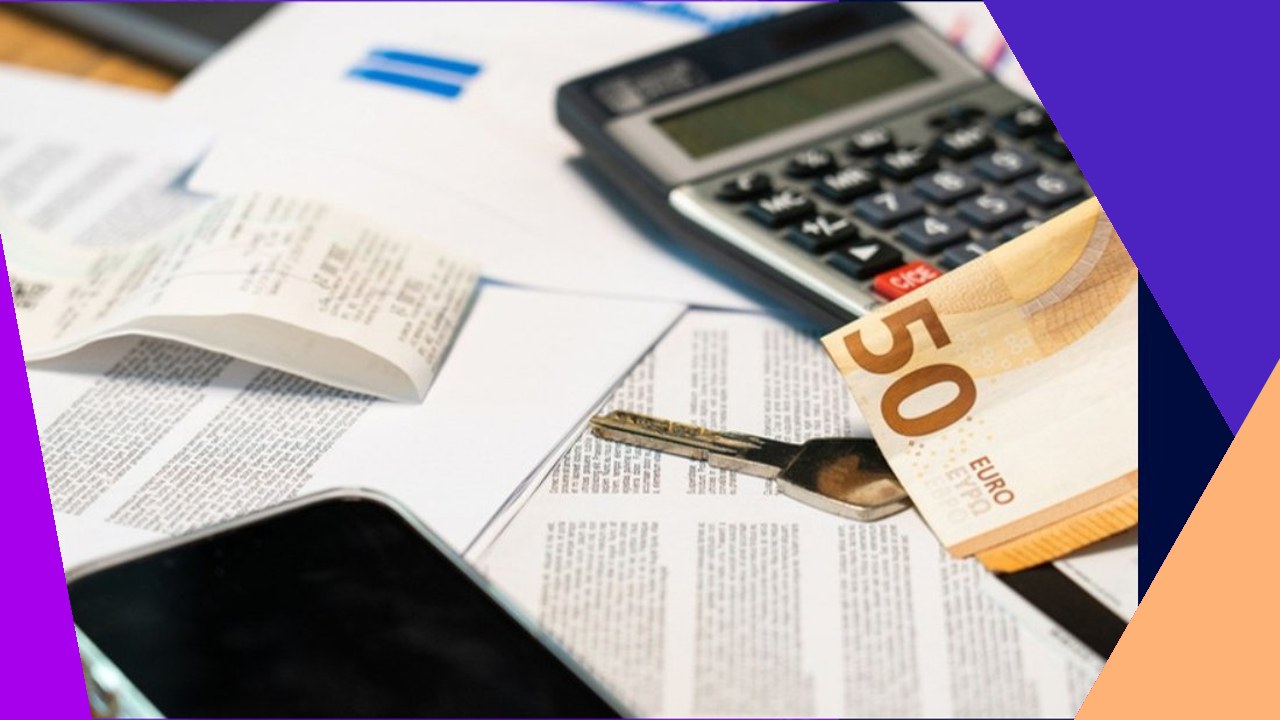 Calculator, receipts, key, and 50 Euro bill on documents, illustrating inflation-proofing business strategies.