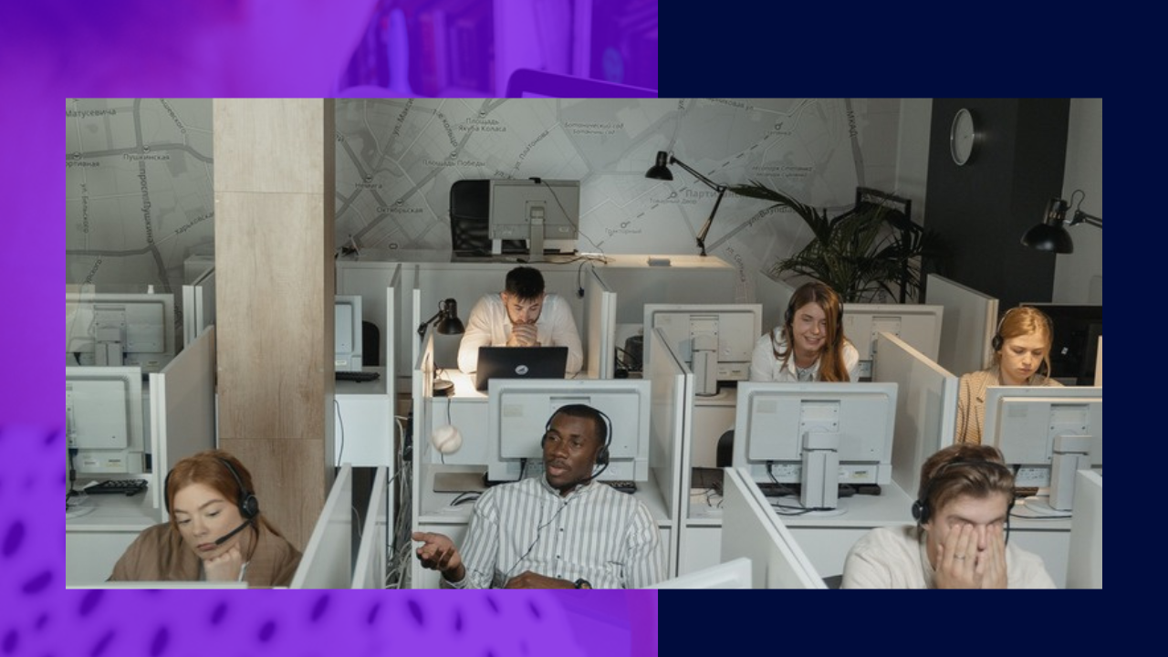 Call center floor with agents at desks wearing headsets, representing the Philippine BPO workforce affected by the TTEC Iloilo labor complaint
