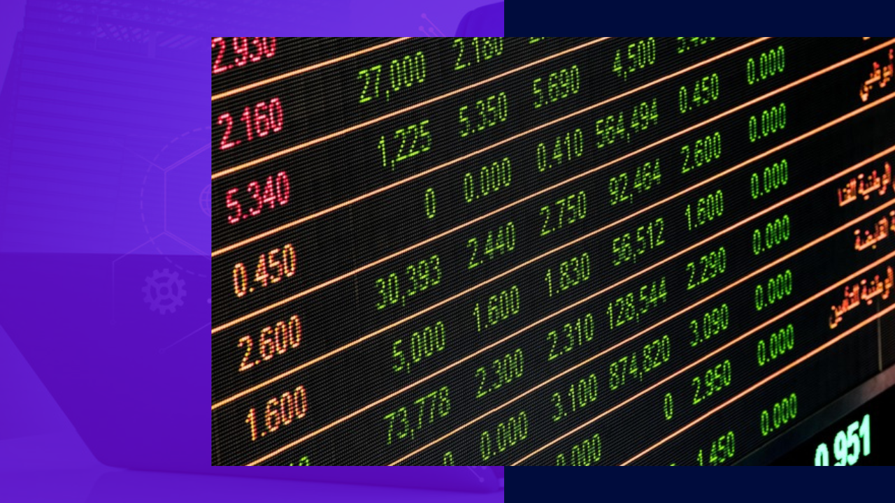 Stock market screen showing market data and orange-on-black digits, representing the capital-markets repricing of public BPO names