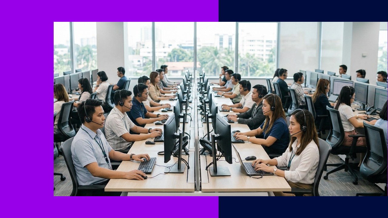 Agents at workstations on a modern Philippine call center floor, showing why the Philippines is a go-to BPO country.