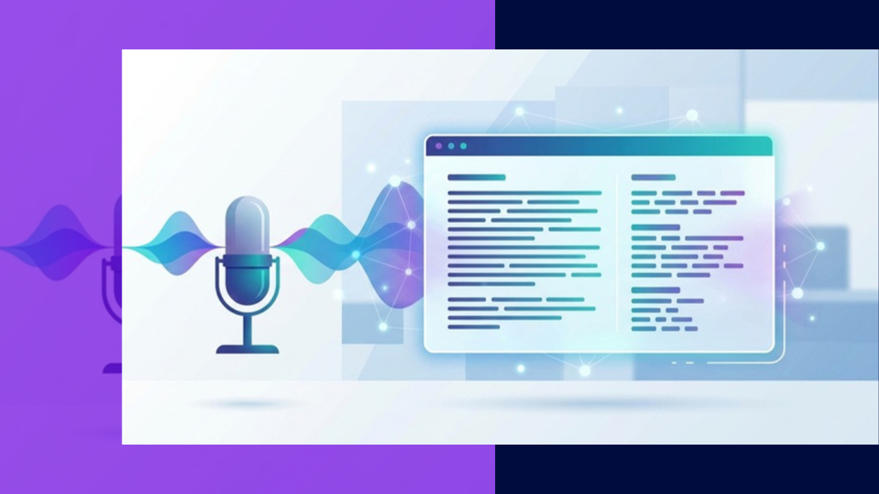 AI transcription tools converting spoken audio into digital text on a screen