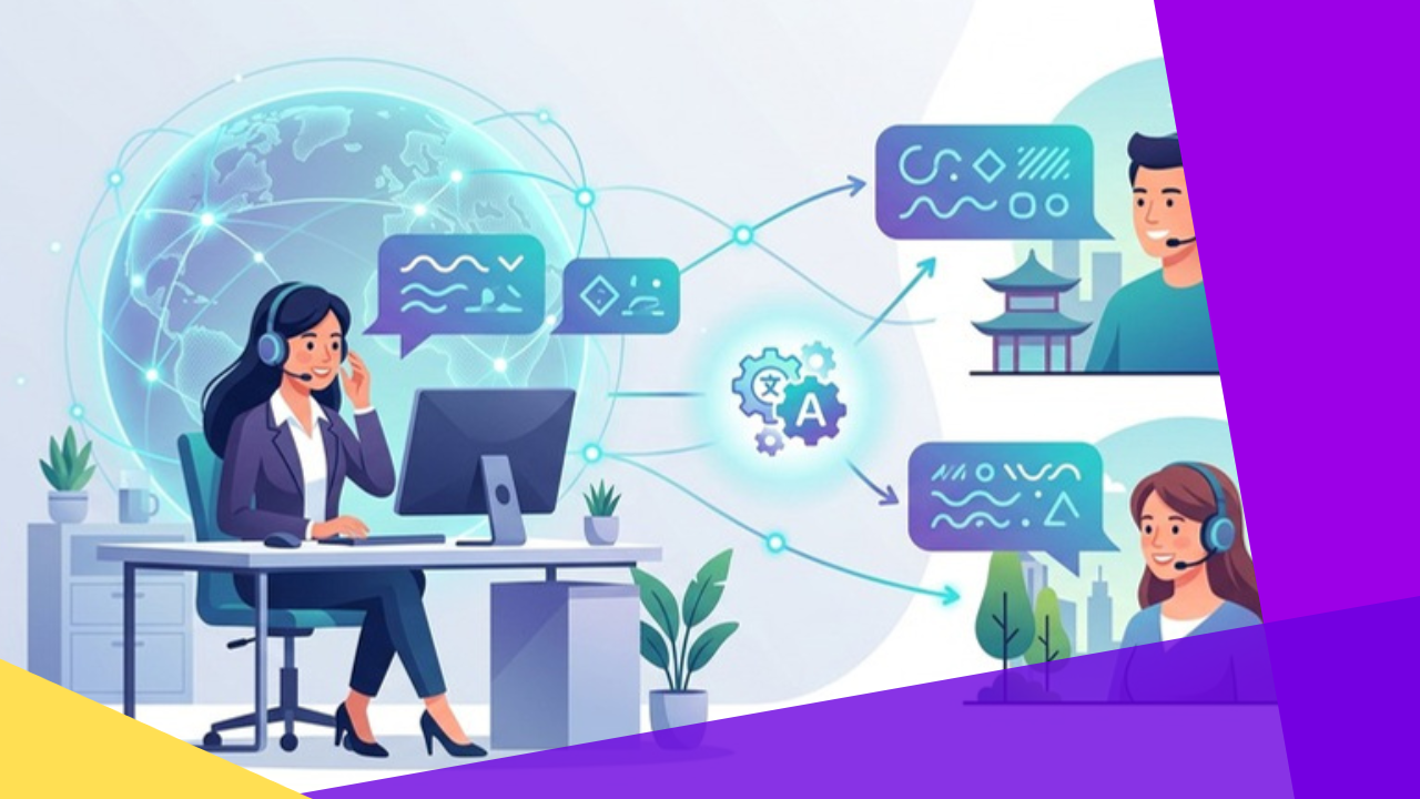 AI translation tools connecting a support team with customers speaking different languages in real time