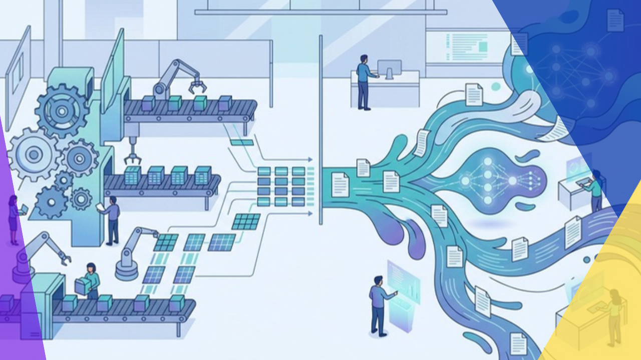 Split illustration comparing generative AI vs automation for back-office outsourcing work