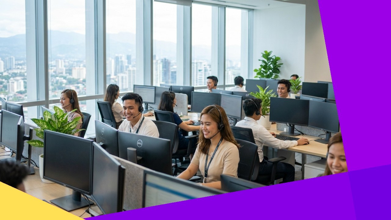 Agents working in a modern call center in the Philippines.