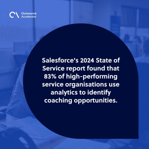 Conversation analytics — a team lead coaching an agent after a live-call review at a contact center
