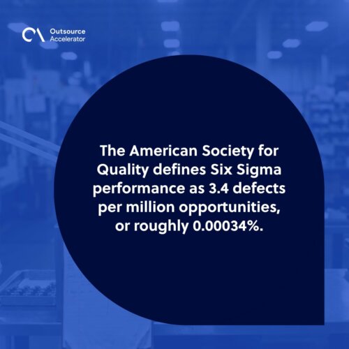 Error rate — a Six Sigma quality inspector examining precision components on a manufacturing bench