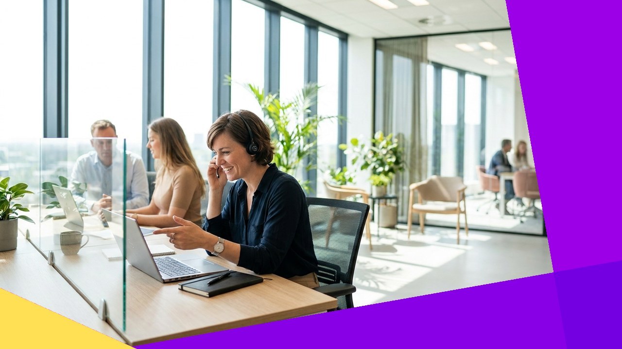 Outreach in guest posting: Colleagues work in a bright office, discussing ideas and connecting.