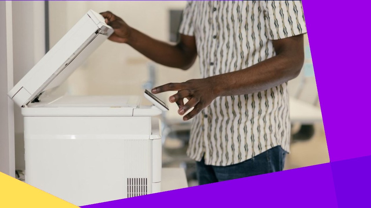 Man operating a scanner for AI-powered OCR to extract text from images.
