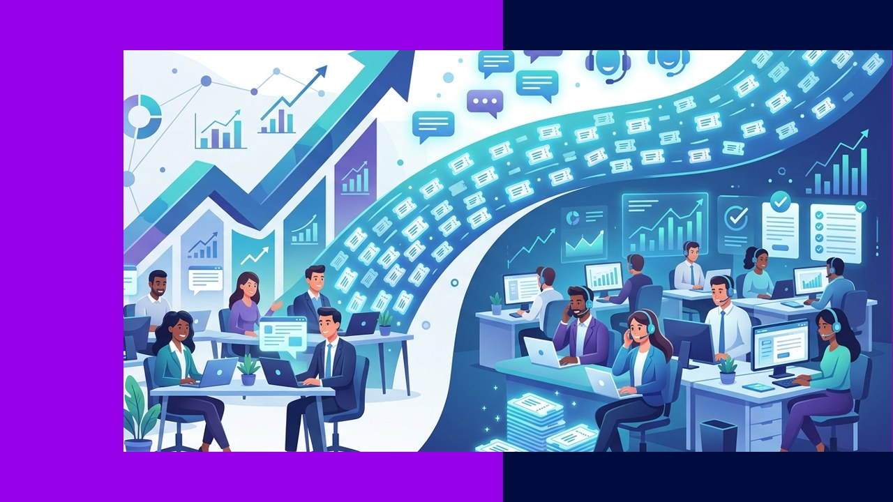 Startup team connecting with an outsourced customer service partner handling growing support volume