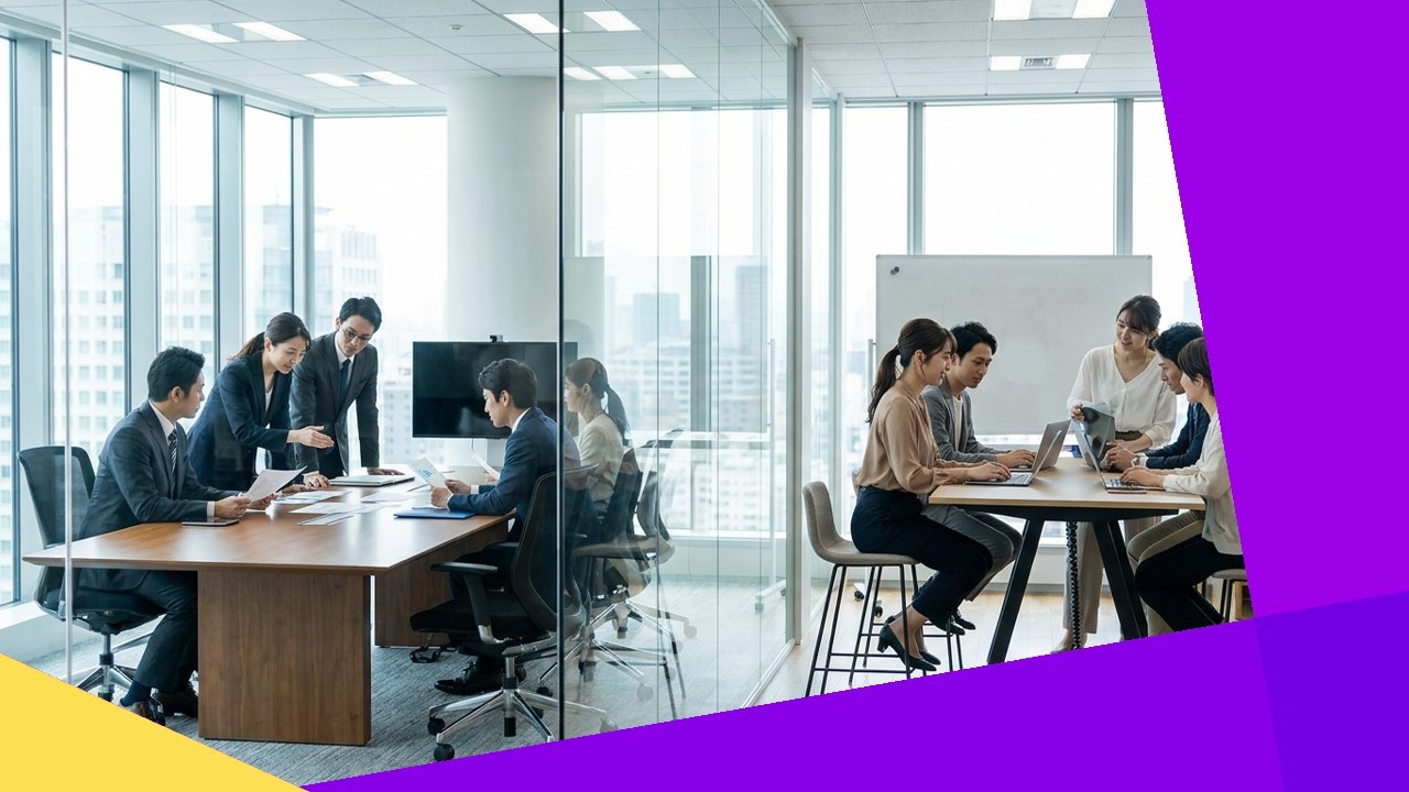 Business people in meeting rooms; Private equity vs venture capital differences.
