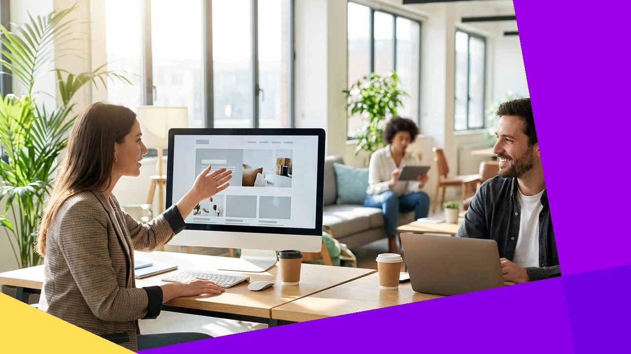 Team building a website, small business online impact.