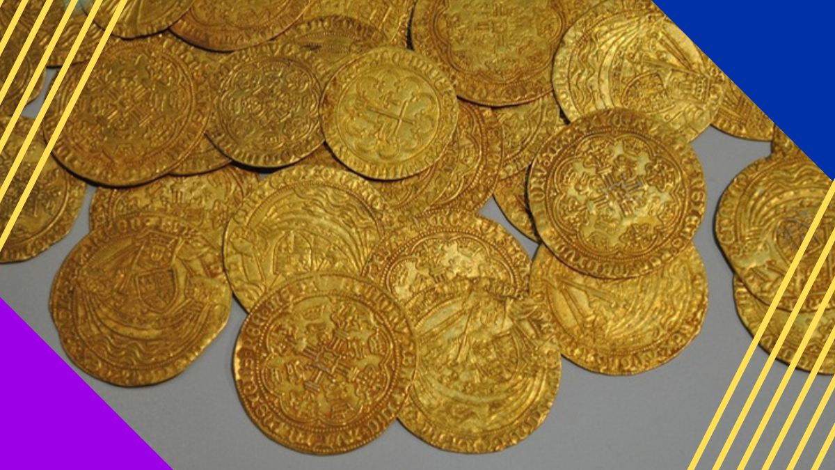 A pile of medieval gold coins — the gold-rush metaphor for the customer-service AI valuation frenzy