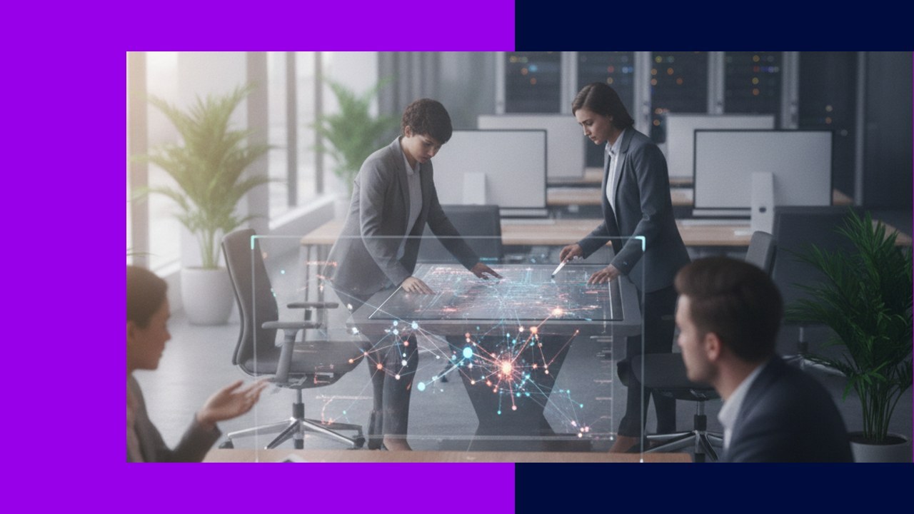 AI professionals analyzing data networks on a futuristic display, highlighting training data importance.