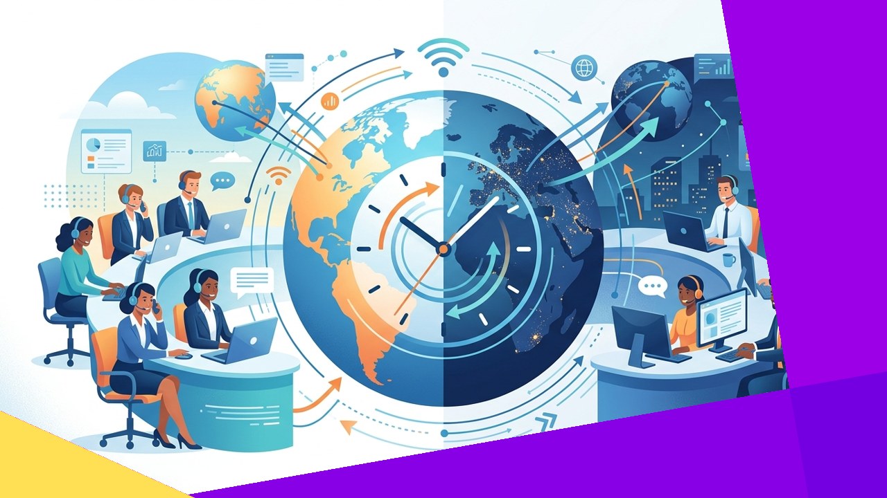 24/7 call center outsourcing team handling calls across time zones around the clock