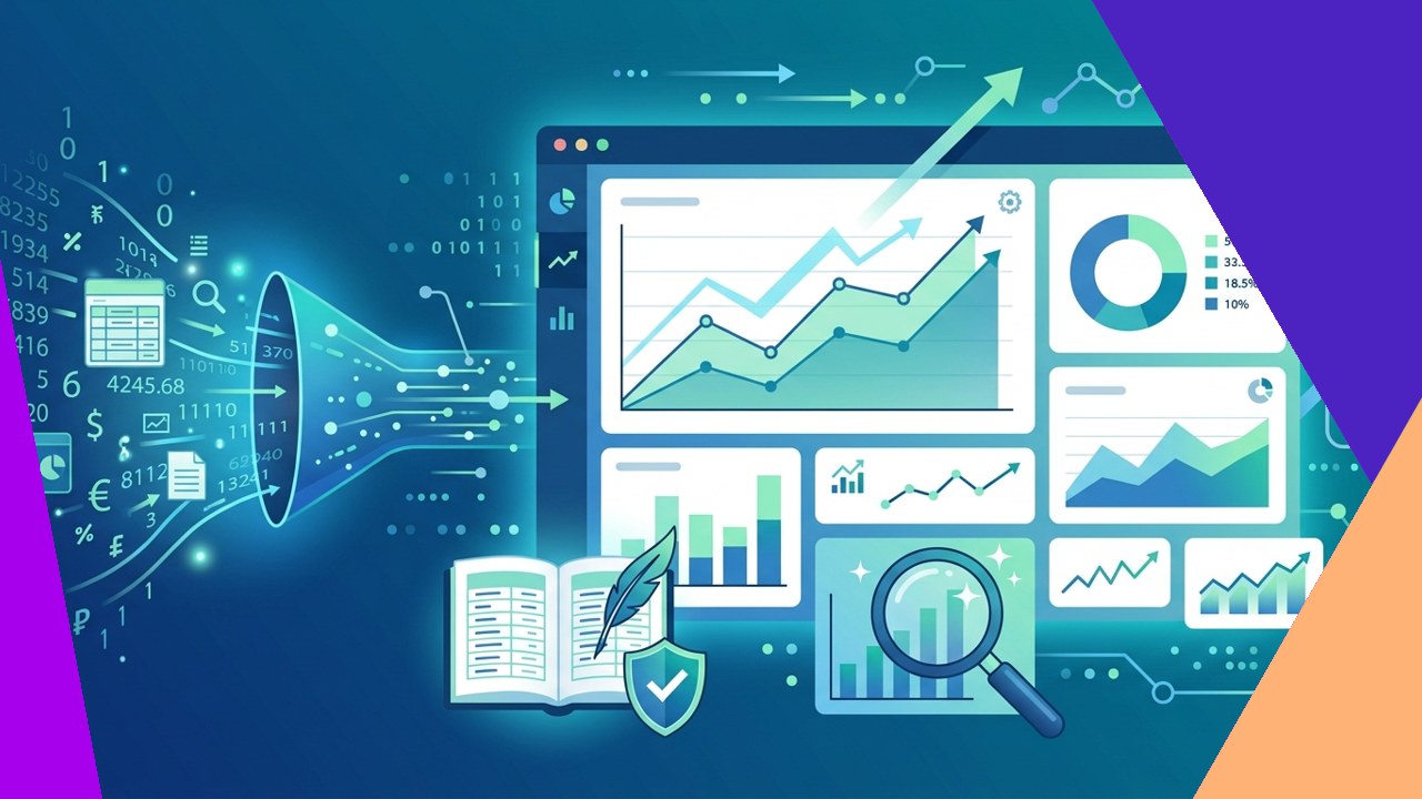 Accounting data analytics dashboard turning financial data into charts and insights