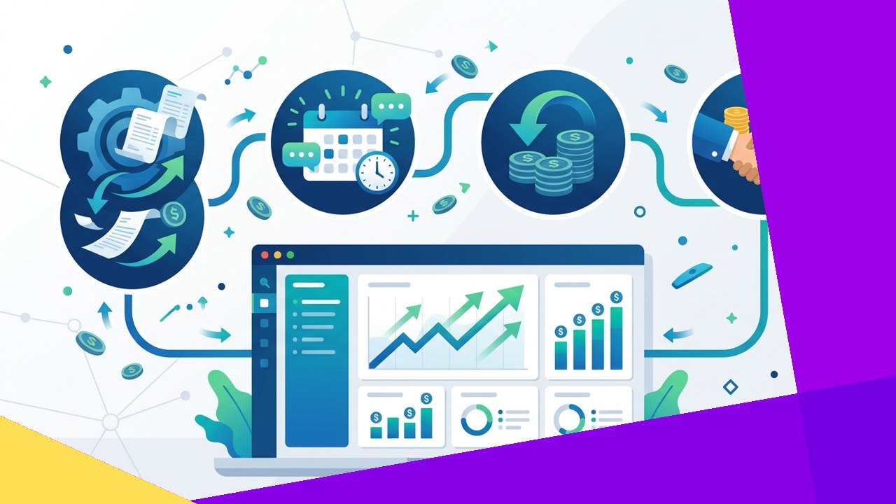 Accounts receivable automation dashboard tracking invoices, collections, and cash flow
