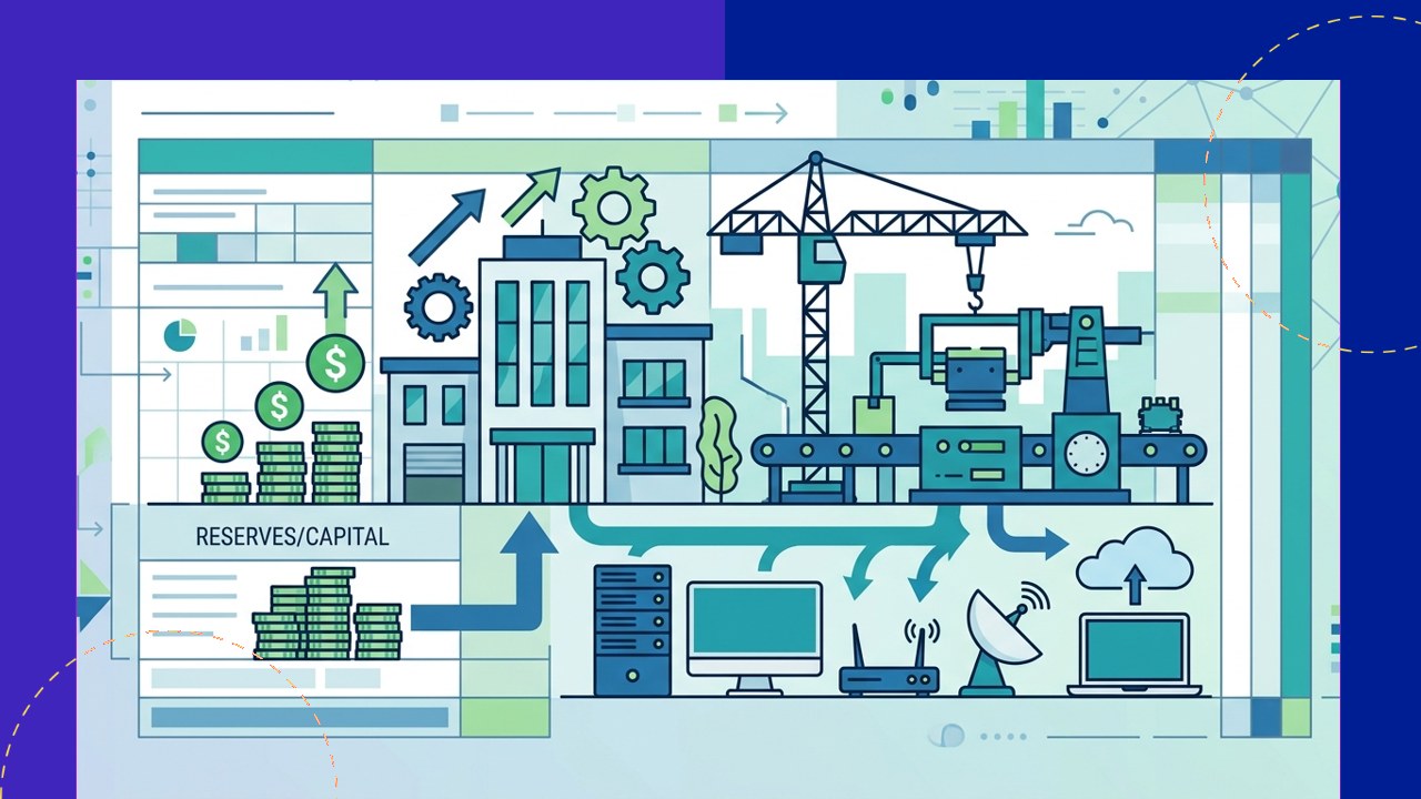 Capital expenditure concept with a business investing in equipment, property, and technology