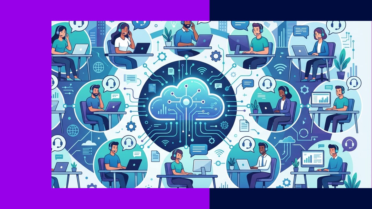 Cloud-based call center outsourcing connecting remote agents through a cloud platform