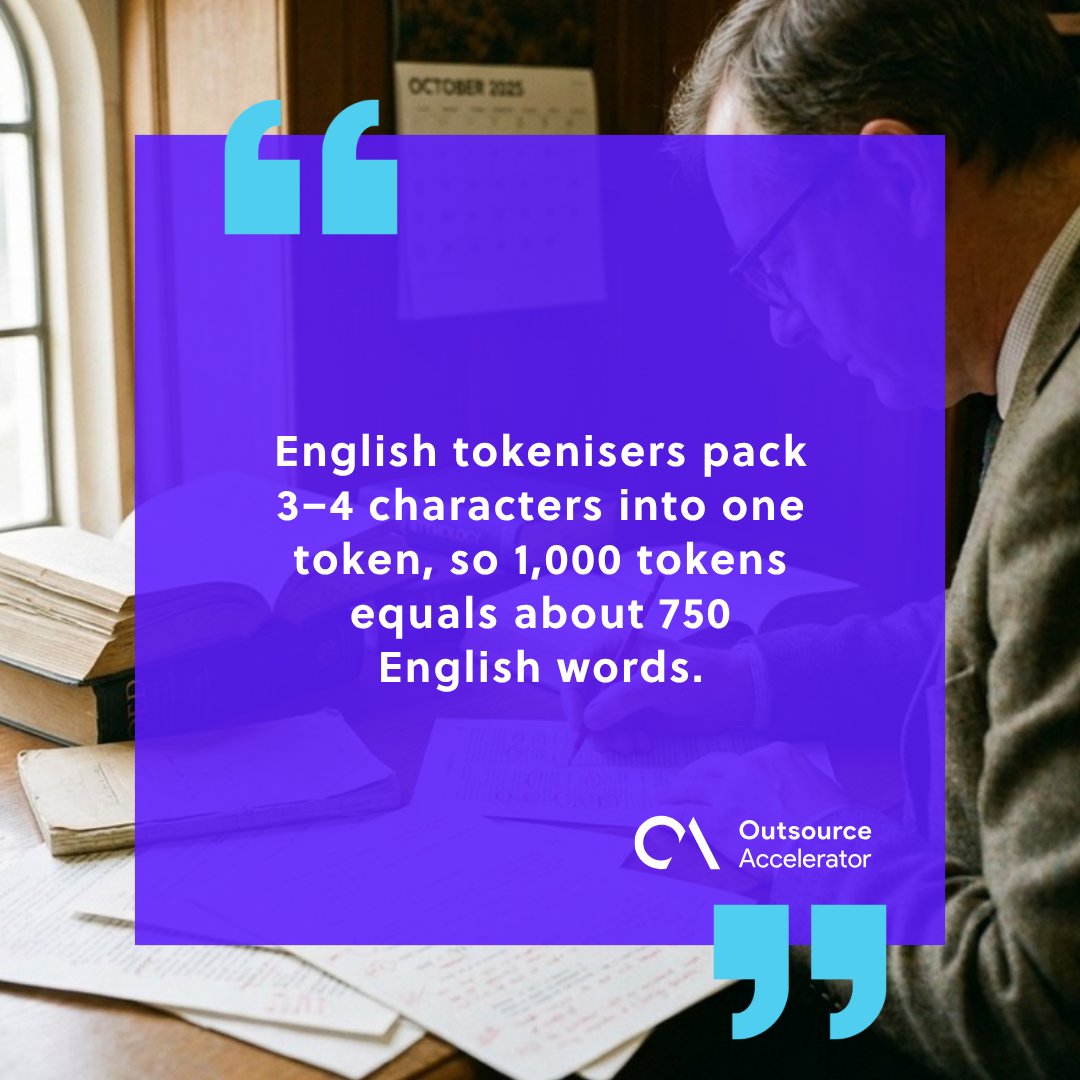 Linguist at wooden library desk dissecting a printed English page into small character clusters with a red pencil in warm.