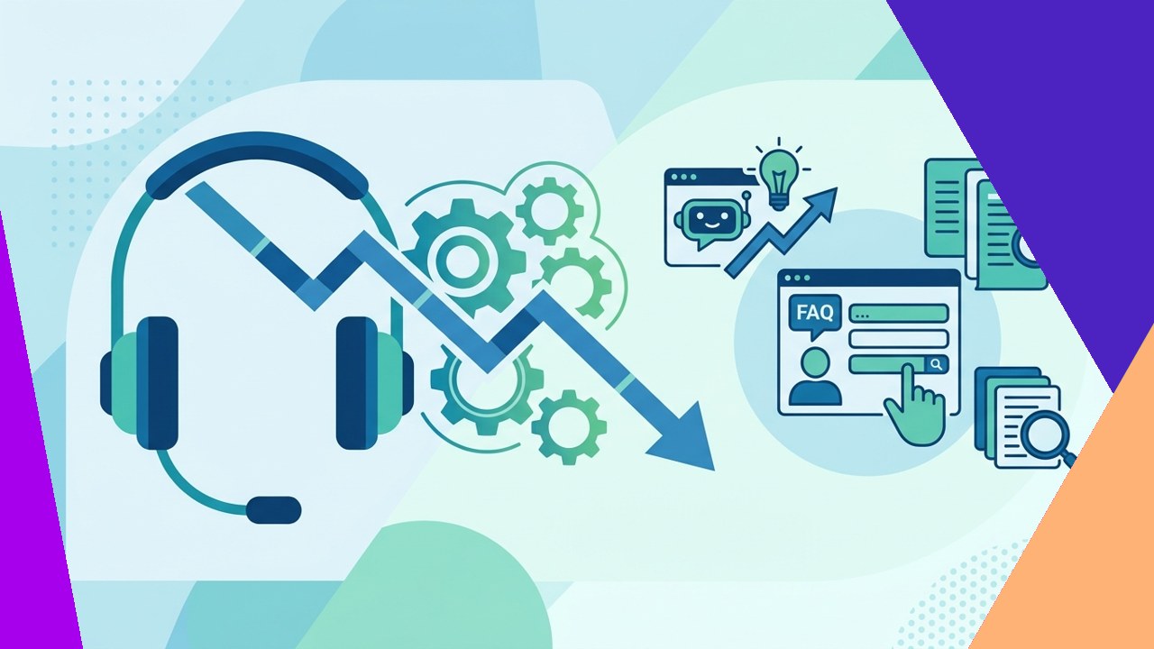 Customer service cost reduction concept with support headset and a falling cost graph