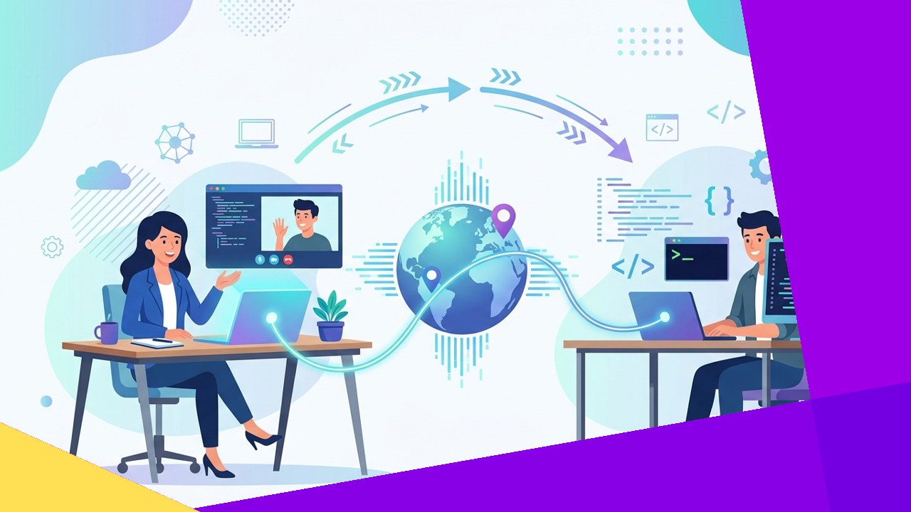 Startup founder interviewing and hiring an offshore software developer over a video call