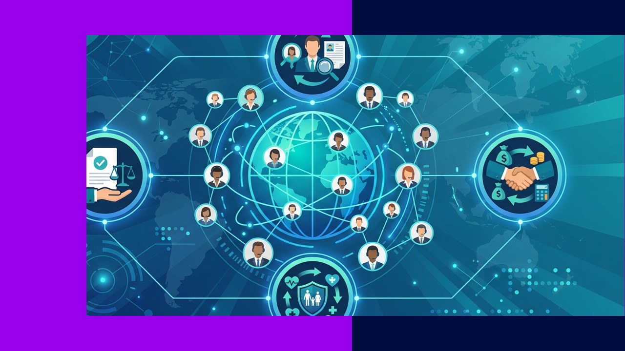 Global HR team managing payroll, recruitment, and compliance across multiple countries